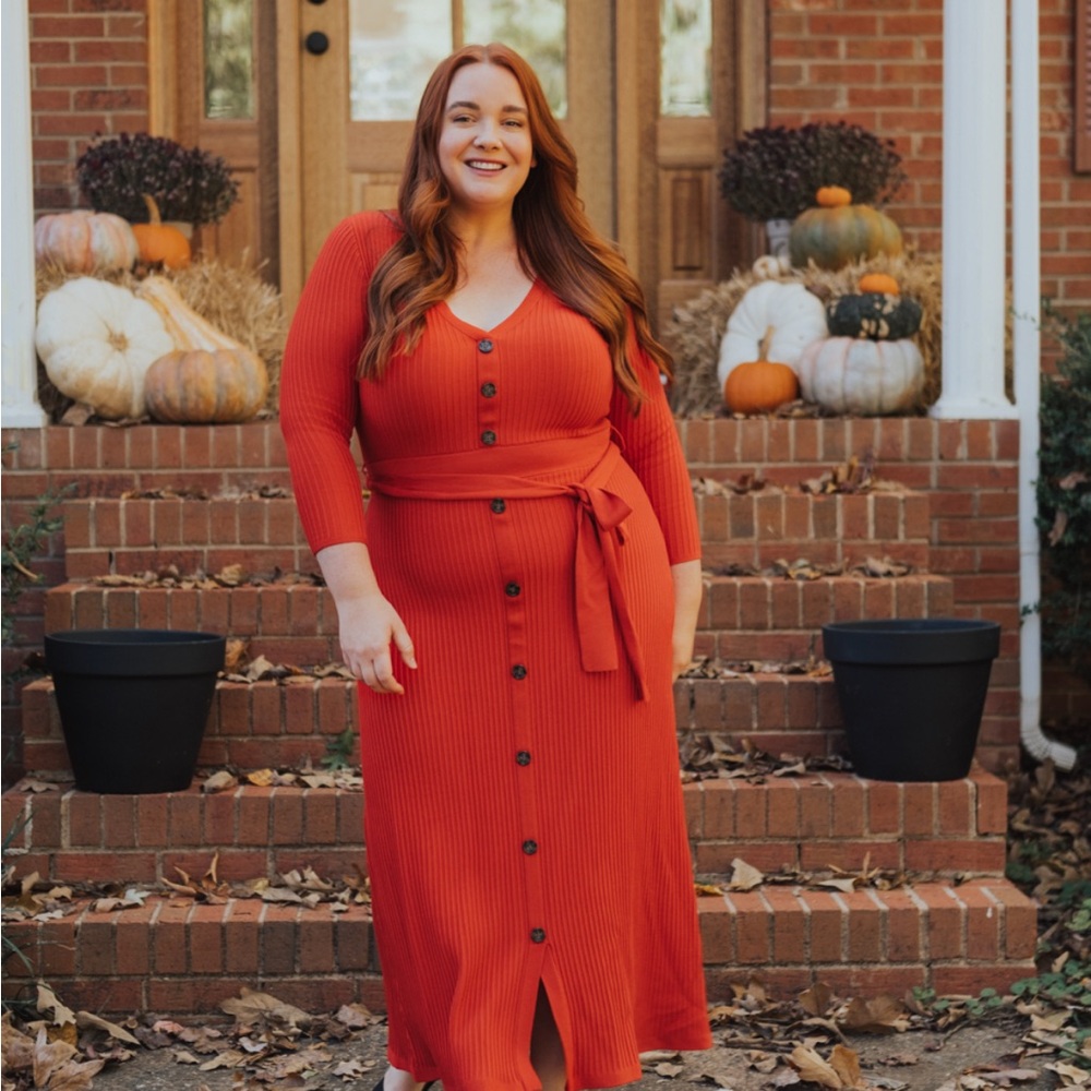 Lane Bryant Vibrant Red Long Sleeve Dress